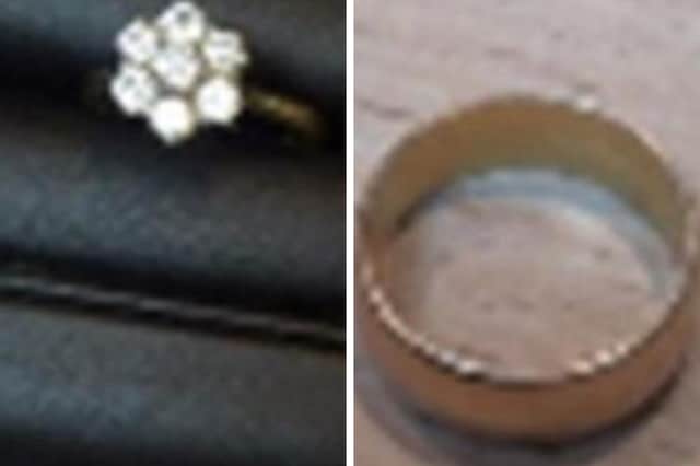 The two rings were stolen during a burglary at a house in Preston.