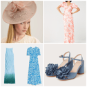(From top left clockwise) Fascinator from LK Bennett; dress from Very; heels from Monsoon and dresses from Marks and Spencer